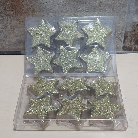 Gold Glitter Star Shaped Floating Candles Tea Lights Set of 2 - Picture 6 of 8